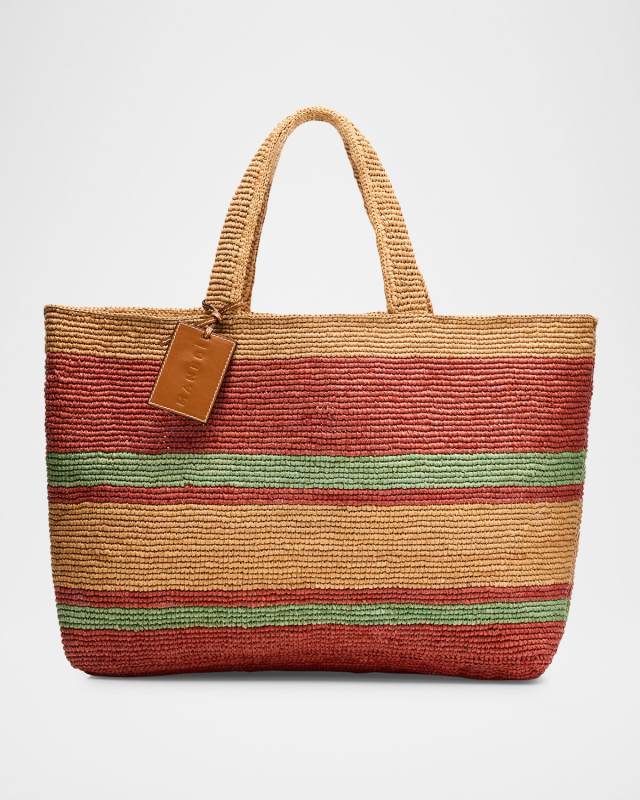 Sunset Large Striped Raffia Tote Bag